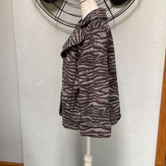 Susan Graver Zebra Print Fleece Jacket - Picture 3 of 7